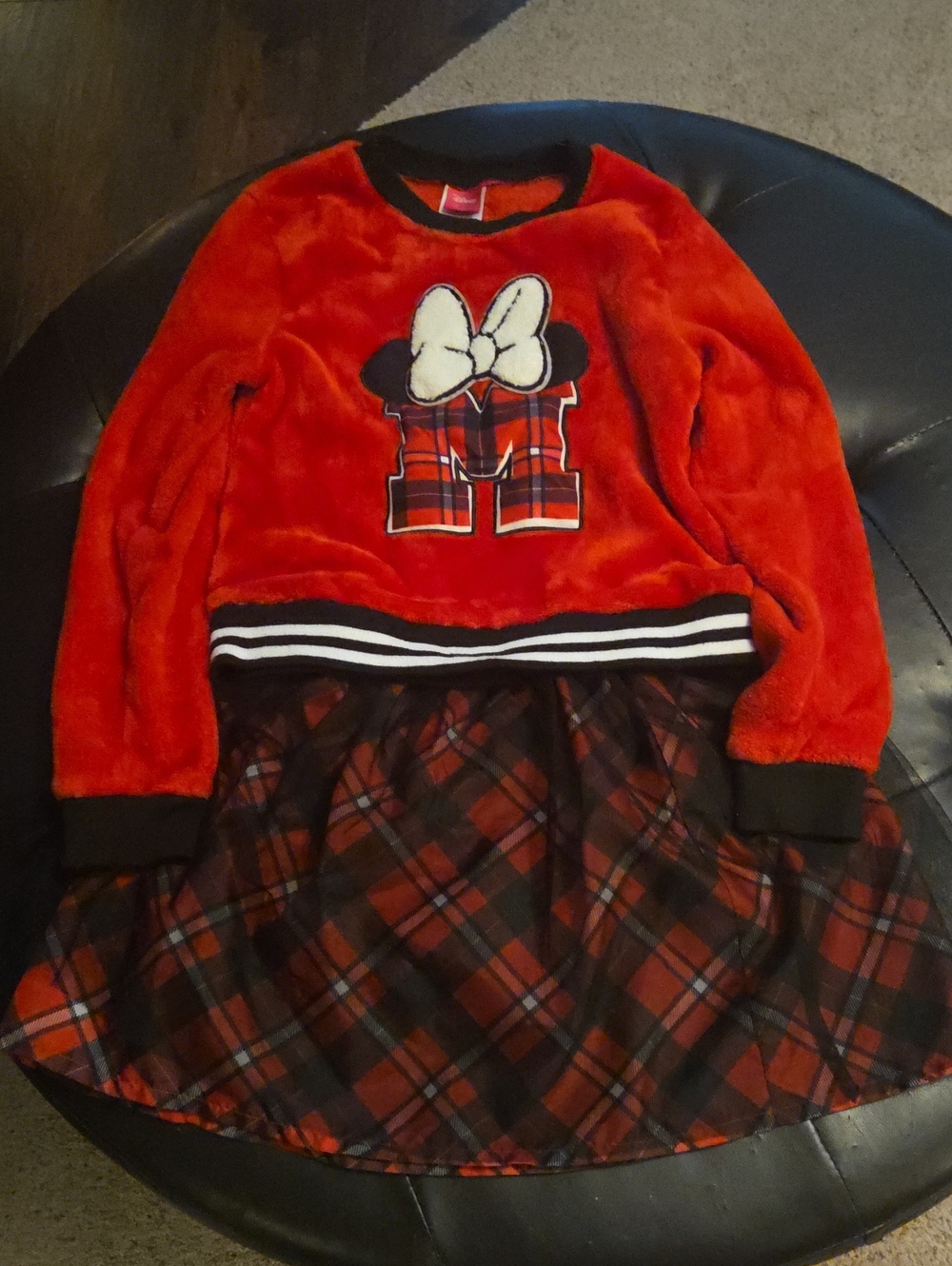 Disney Red Plaid Minnie Plush Sweatshirt With Skirt